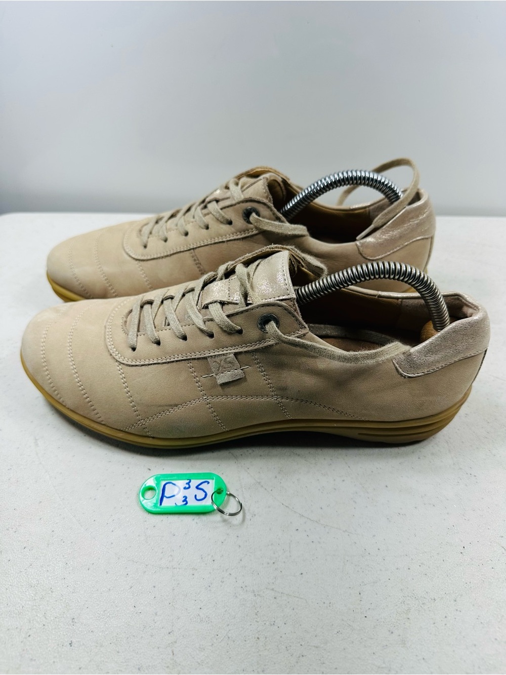 Mephisto Shoes Womens 9 Laser Trainer Sneaker Beige Leather Round Toe Lace Up